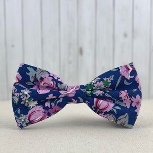 Men’s Midnight Blue Bohemian Style Floral Print Bow Tie Pre-Tied Wedding Party